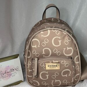 Guess MiniBackpack Light Tan with Logo